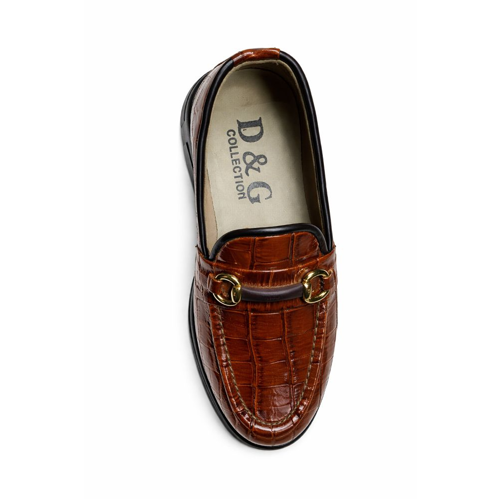 Brown Croc Embossed Platform Loafers